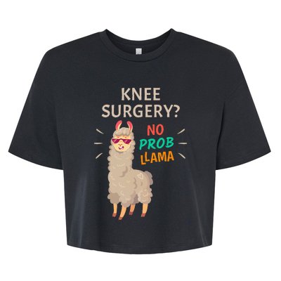 Knee Surgery No Probllama Knee Replacement Recovery Gift Bella+Canvas Jersey Crop Tee