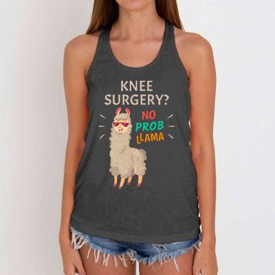 Knee Surgery No Probllama Knee Replacement Recovery Gift Women's Knotted Racerback Tank