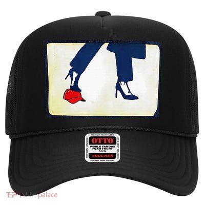 Kamala Stepping On Red Hat Funny Kamala Harris Trump 2024 High Crown Mesh Back Trucker Hat