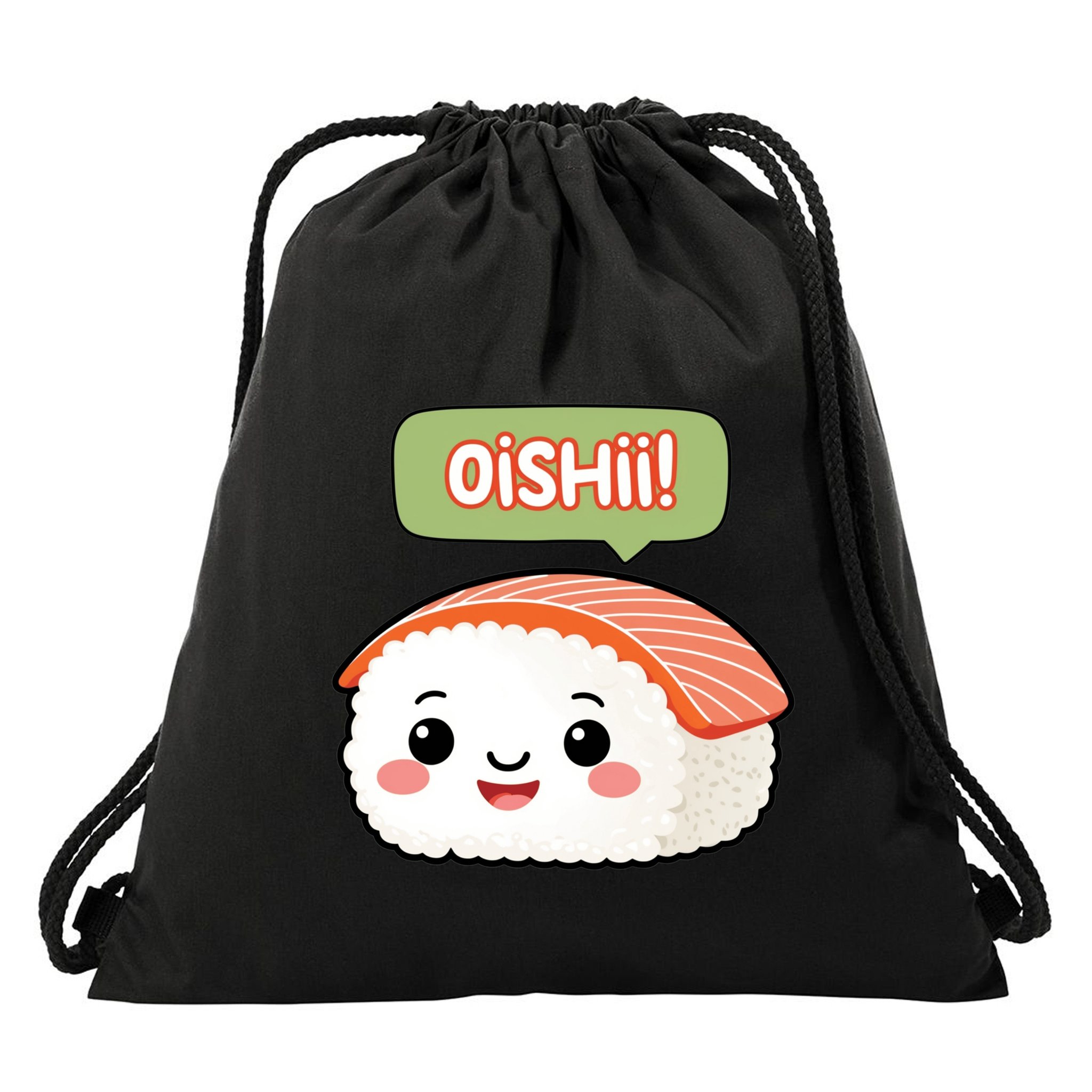 Kawaii Sushi Oishii! Cute Food Illustration Drawstring Bag