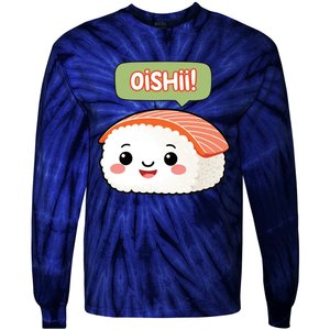 Kawaii Sushi Oishii! Cute Food Illustration Tie-Dye Long Sleeve Shirt