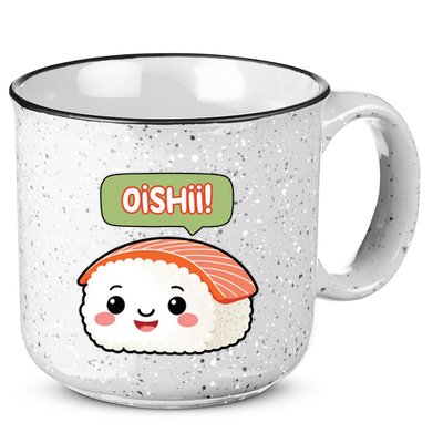 Kawaii Sushi Oishii! Cute Food Illustration 15oz Campfire Ceramic Mug