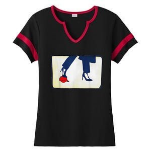 Kamala Stepping On Red Hat Funny Kamala Harris Trump 2024 Ladies Halftime Notch Neck Tee