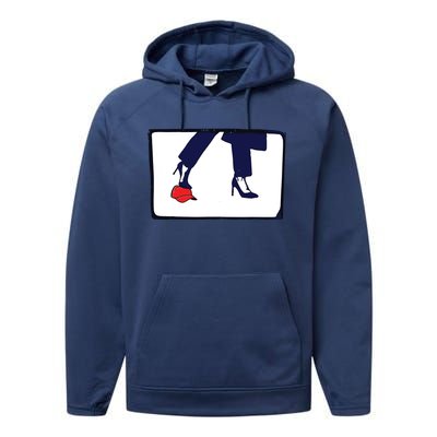 Kamala Stepping On Red Hat Funny Kamala Harris Trump 2024 Performance Fleece Hoodie