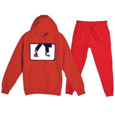 Kamala Stepping On Red Hat Funny Kamala Harris Trump 2024 Premium Hooded Sweatsuit Set