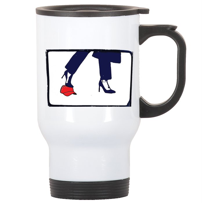 Kamala Stepping On Red Hat Funny Kamala Harris Trump 2024 Stainless Steel Travel Mug