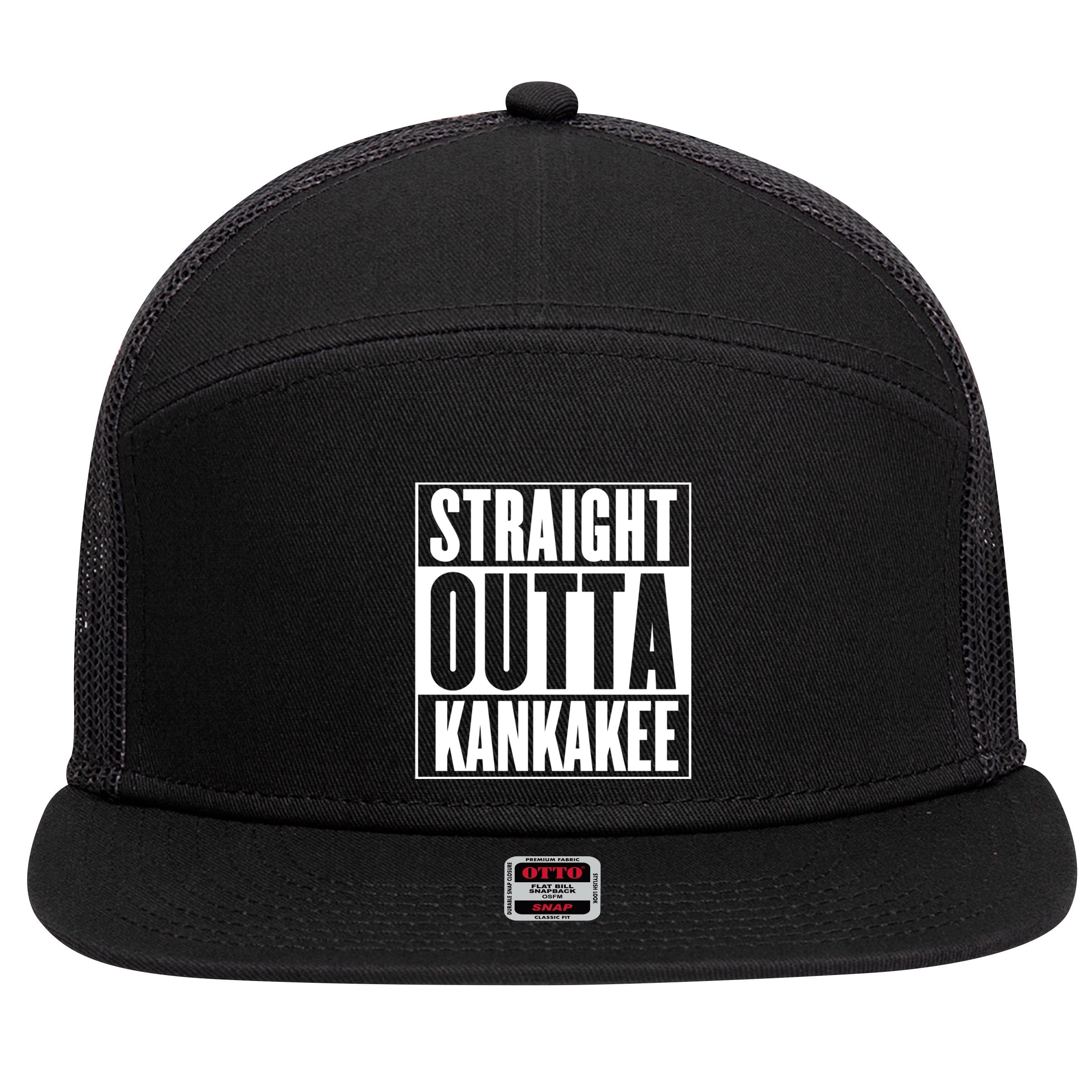 Kankakee Straight Outta Kankakee Gift 7 Panel Mesh Trucker Snapback Hat
