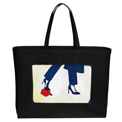 Kamala Stepping On Red Hat Funny Kamala Harris Trump 2024 Gift Cotton Canvas Jumbo Tote