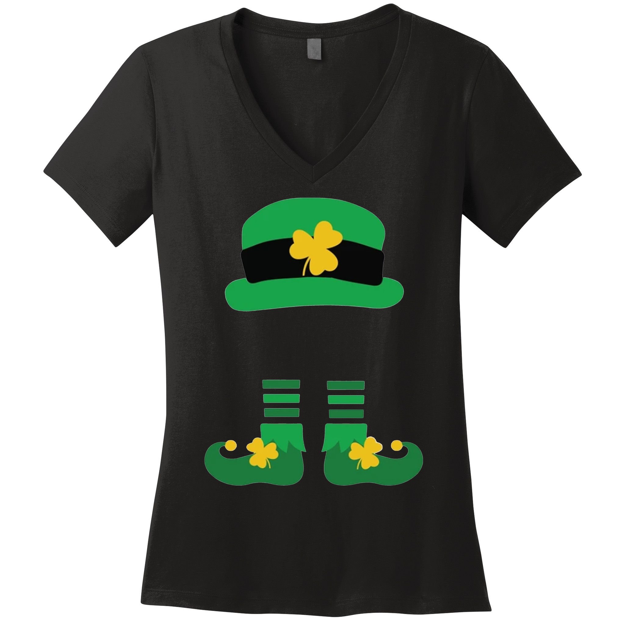 Kid Saint Patrick's Day Personalized Shirt Leprechaun Stockings And Hat Women's V-Neck T-Shirt