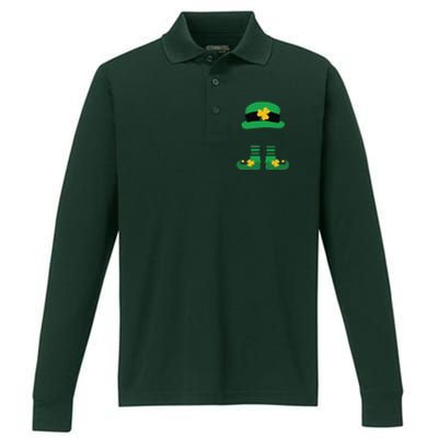 Kid Saint Patrick's Day Personalized Shirt Leprechaun Stockings And Hat Performance Long Sleeve Polo