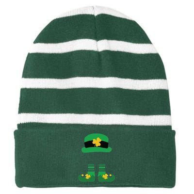 Kid Saint Patrick's Day Personalized Shirt Leprechaun Stockings And Hat Striped Beanie with Solid Band