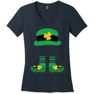 Kid Saint Patrick's Day Personalized Shirt Leprechaun Stockings And Hat Women's V-Neck T-Shirt