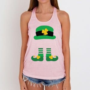 Kid Saint Patrick's Day Personalized Shirt Leprechaun Stockings And Hat Women's Knotted Racerback Tank