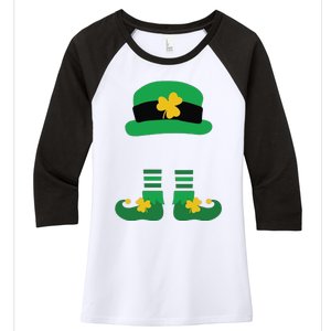 Kid Saint Patrick's Day Personalized Shirt Leprechaun Stockings And Hat Women's Tri-Blend 3/4-Sleeve Raglan Shirt