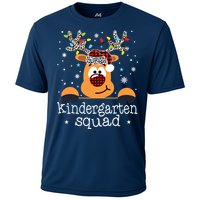 Kindergarten Squad Plaid Reindeer Santa Teacher Christmas Cooling Performance Crew T-Shirt