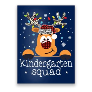 Kindergarten Squad Plaid Reindeer Santa Teacher Christmas Poster