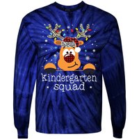 Kindergarten Squad Plaid Reindeer Santa Teacher Christmas Tie-Dye Long Sleeve Shirt