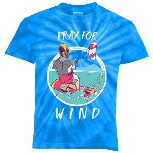 Kite Surfing Pray For Wind Water Sports Waves Graphic Gift Kids Tie-Dye T-Shirt