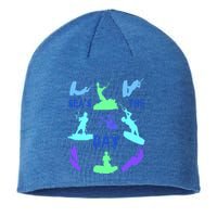 Kitesurfer Silhouette Pattern With Seas The Day Quote 9 Gift Sustainable Beanie