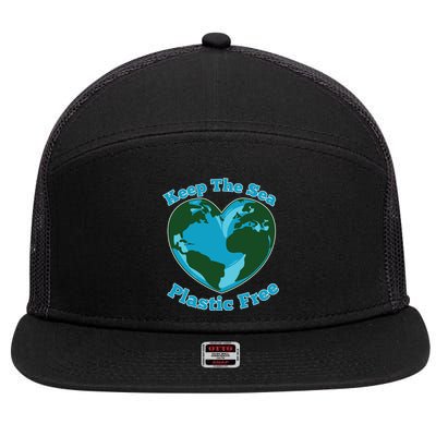 Keep Sea Plastic Free Environtal Clean Up Garbage Gift 7 Panel Mesh Trucker Snapback Hat