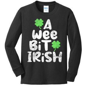 K.i.d.s St Patricks Day b.o.y.s Girls K.i.d.s Toddlers A Wee Bit Irish Kids Long Sleeve Shirt