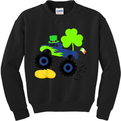 Kid.s Saint Patricks Day Funny Monster Truck for Boys Toddlers Kids Sweatshirt