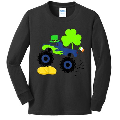 Kid.s Saint Patricks Day Funny Monster Truck for Boys Toddlers Kids Long Sleeve Shirt