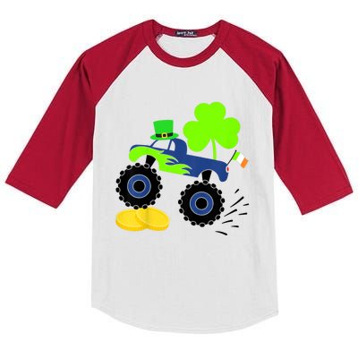 Kid.s Saint Patricks Day Funny Monster Truck for Boys Toddlers Kids Colorblock Raglan Jersey