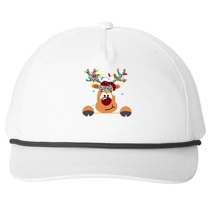 Kindergarten Squad Plaid Reindeer Santa Teacher Christmas Snapback Five-Panel Rope Hat