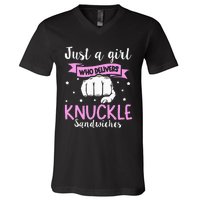 Knuckle Sandwich Quote For A Knuckle Sandwich Girl V-Neck T-Shirt