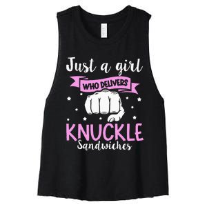 Knuckle Sandwich Quote For A Knuckle Sandwich Girl Women's Racerback Cropped Tank