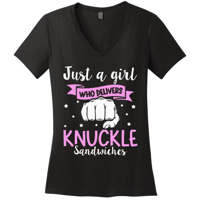 Knuckle Sandwich Quote For A Knuckle Sandwich Girl Women's V-Neck T-Shirt