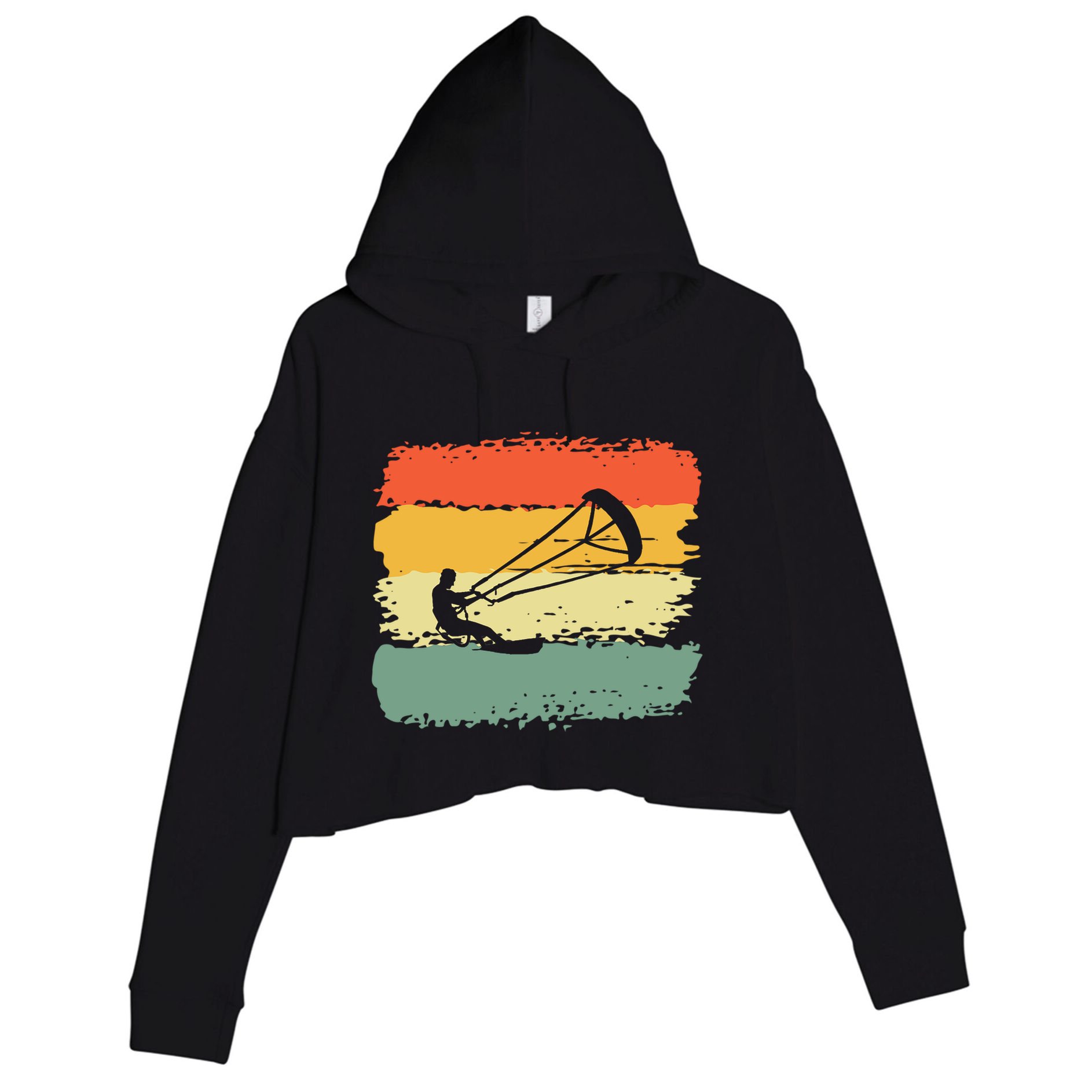 Kite Surfing Retro Vintage 70S 80S Style Cute Gift Crop Fleece Hoodie