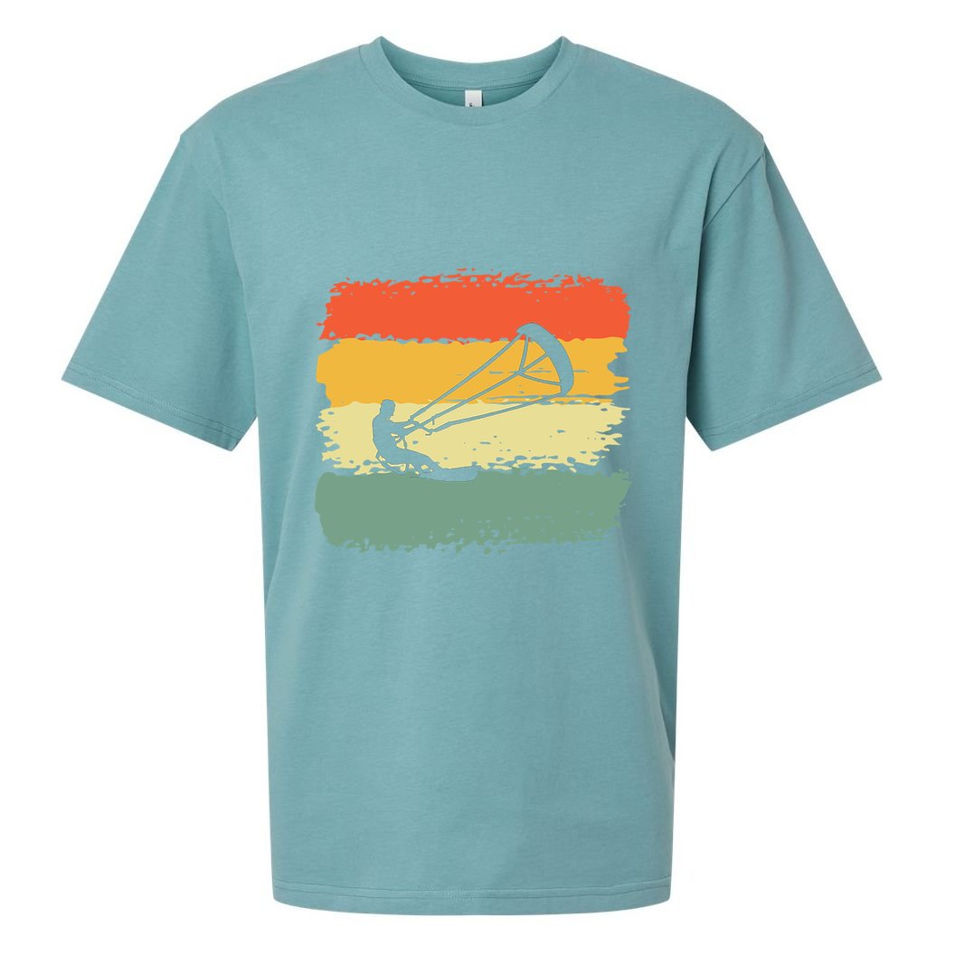 Kite Surfing Retro Vintage 70S 80S Style Cute Gift Sueded Cloud Jersey T-Shirt