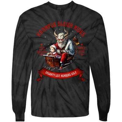 Krampus Sleigh Rides Merry Krampus Christmas Xmas Horror Tie-Dye Long Sleeve Shirt