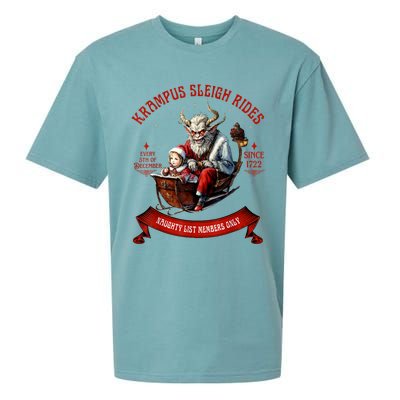 Krampus Sleigh Rides Merry Krampus Christmas Xmas Horror Sueded Cloud Jersey T-Shirt