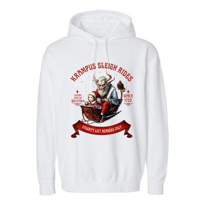 Krampus Sleigh Rides Merry Krampus Christmas Xmas Horror Garment-Dyed Fleece Hoodie