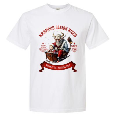 Krampus Sleigh Rides Merry Krampus Christmas Xmas Horror Garment-Dyed Heavyweight T-Shirt