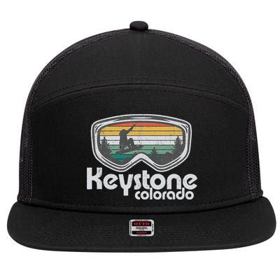Keystone Snowboarding Retro Colorado Mountain Snowboard  7 Panel Mesh Trucker Snapback Hat