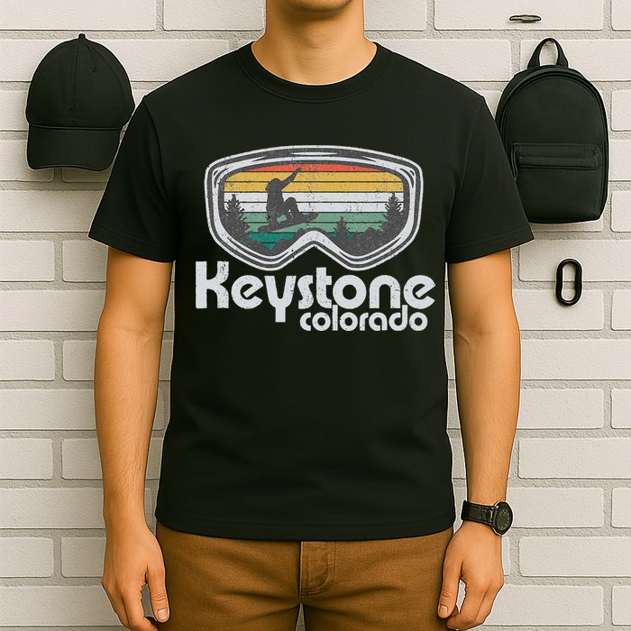Keystone Snowboarding Retro Colorado Mountain Snowboard  T-Shirt