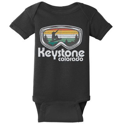 Keystone Snowboarding Retro Colorado Mountain Snowboard  Baby Bodysuit