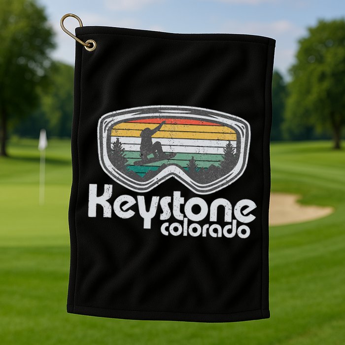 Keystone Snowboarding Retro Colorado Mountain Snowboard  Golf Towel