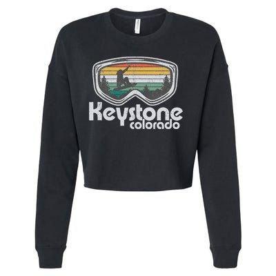 Keystone Snowboarding Retro Colorado Mountain Snowboard  Cropped Pullover Crew