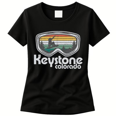 Keystone Snowboarding Retro Colorado Mountain Snowboard  Womens T-Shirt