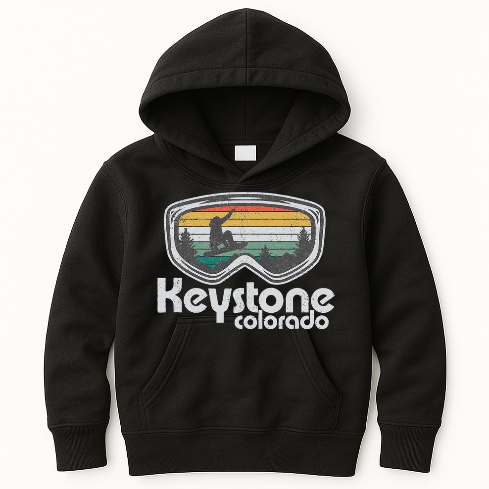 Keystone Snowboarding Retro Colorado Mountain Snowboard  Kids Hoodie