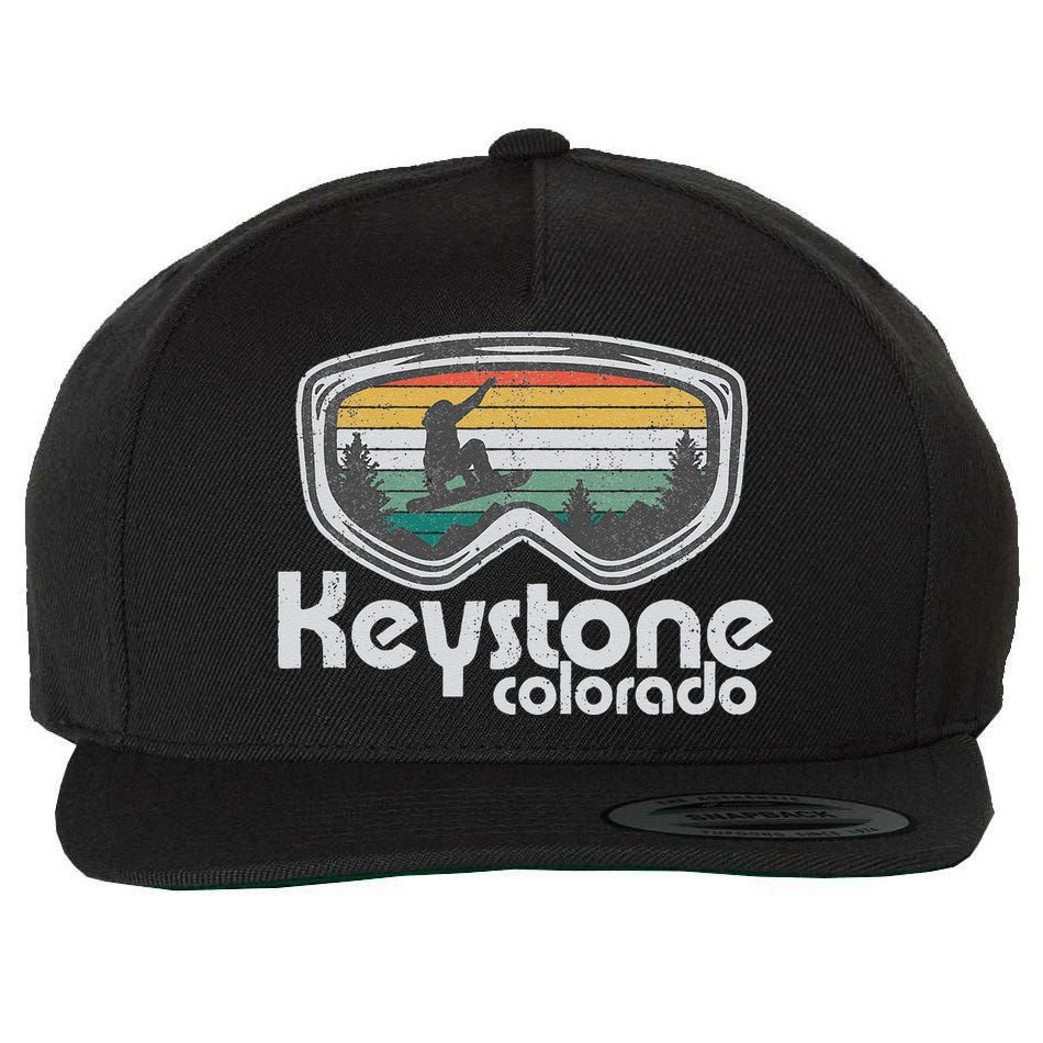 Keystone Snowboarding Retro Colorado Mountain Snowboard  Wool Snapback Cap