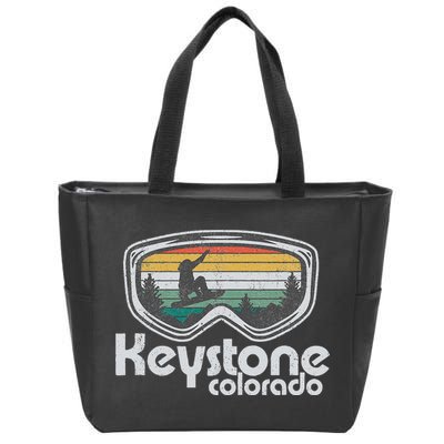 Keystone Snowboarding Retro Colorado Mountain Snowboard  Zip Tote Bag