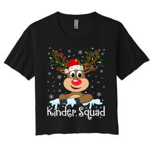 Kinder Squad Reindeer Christmas Kindergarten Teacher Xmas Women's Crop Top Tee