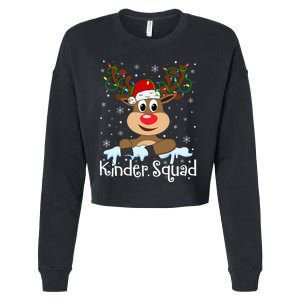 Kinder Squad Reindeer Christmas Kindergarten Teacher Xmas Cropped Pullover Crew