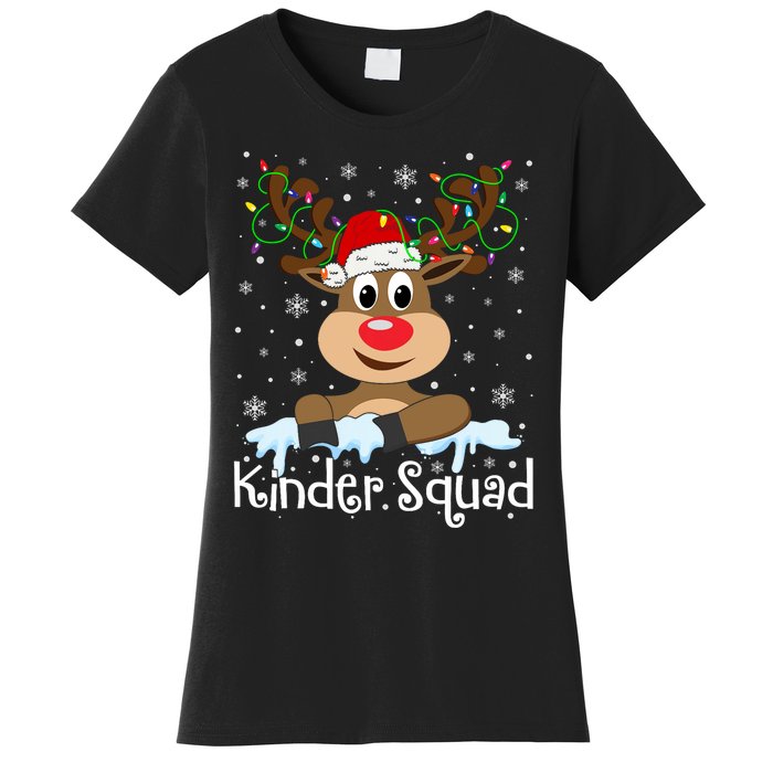 Kinder Squad Reindeer Christmas Kindergarten Teacher Xmas Women's T-Shirt